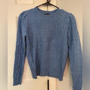 J.Crew women’s blue cable sweater with puff sleeves, size xs
